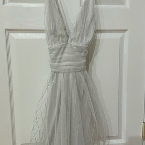 Lucy in the Sky silver mini dress.
